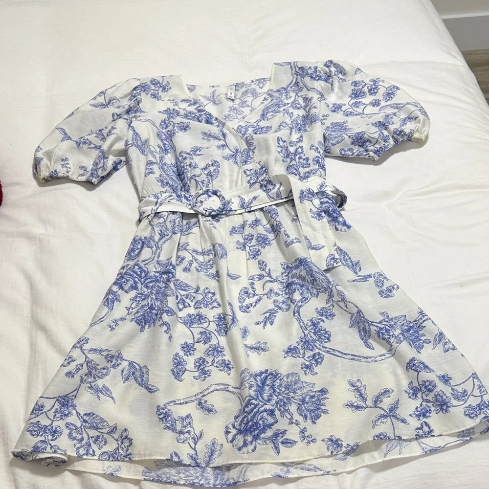 Mango Blue and White Toile Dress - Picture 1 of 4
